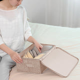 SOGA 2X Beige Small Portable Double Zipper Storage Box Moisture Proof Clothes Basket Foldable Home Organiser