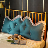 SOGA 4X 180cm Blue-Green Princess Bed Pillow Headboard Backrest Bedside Tatami Sofa Cushion with Ruffle Lace Home Decor