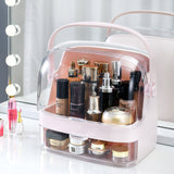 SOGA 2 Tier Pink Countertop Cosmetic Makeup Brush Lipstick Holder Organiser and 20cm Rechargeable LED Light Tabletop Mirror Set