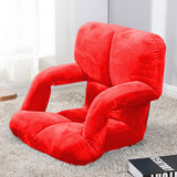 SOGA 4X Foldable Lounge Cushion Adjustable Floor Lazy Recliner Chair with Armrest Red