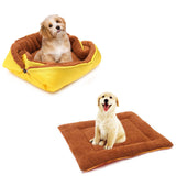 SOGA 2X Yellow Dual-purpose Cushion Nest Cat Dog Bed Warm Plush Kennel Mat Pet Home Travel Essentials