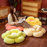 SOGA 2X Beige Double Flower Shape Cushion Soft Bedside Floor Plush Pillow Home Decor