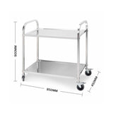 SOGA 2X 2 Tier 85x45x90cm Stainless Steel Kitchen Dining Food Cart Trolley Utility Medium