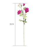 SOGA 85cm Blue Glass Tall Floor Vase and 12pcs Dark Pink Artificial Fake Flower Set