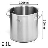 SOGA Stock Pot 21L Top Grade Thick Stainless Steel Stockpot 18/10 Without Lid