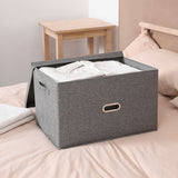 SOGA 2X Grey Super Large Foldable Canvas Storage Box Cube Clothes Basket Organiser Home Decorative Box