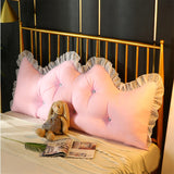 SOGA 4X 150cm Pink Princess Bed Pillow Headboard Backrest Bedside Tatami Sofa Cushion with Ruffle Lace Home Decor