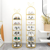 SOGA 2X 7 Tier Bunny Ears Shape Gold Plated Metal Shoe Organizer Space Saving Portable Footwear Storage Shelf