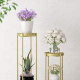 SOGA 2X 2 Layer 80cm Gold Metal Plant Stand Flower Pot Holder Corner Shelving Rack Indoor Display