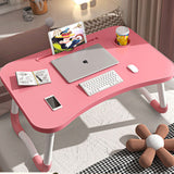 SOGA Pink Portable Bed Table Adjustable Folding Mini Desk Notebook Stand Card Slot Holder with Cup-Holder Home Decor