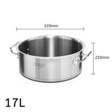 SOGA Stock Pot 17L Top Grade Thick Stainless Steel Stockpot 18/10 Without Lid