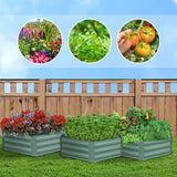 SOGA 60cm Hexagon Shape Galvanised Raised Garden Bed Vegetable Herb Flower Outdoor Planter Box