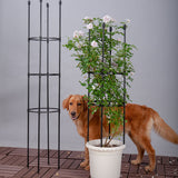 SOGA 133cm 4-Bar Plant Frame Stand Trellis Vegetable Flower Herbs Outdoor Vine Support Garden Rack with Rings