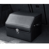SOGA 4X Leather Car Boot Collapsible Foldable Trunk Cargo Organizer Portable Storage Box With Lock Black Small