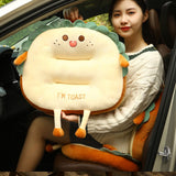 SOGA Cute Face Toast Bread Cushion Stuffed Car Seat Plush Cartoon Back Support Pillow Home Decor