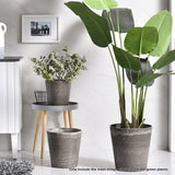 SOGA 37cm Rock Grey Round Resin Tapered Plant Flower Pot in Cement Pattern Planter Cachepot for Indoor Home Office