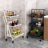 SOGA 2X 3 Tier Steel White Adjustable Kitchen Cart Multi-Functional Shelves Portable Storage Organizer with Wheels