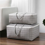 SOGA Grey Plaid Large Storage Luggage Bag Double Zipper Foldable Travel Organiser Essentials