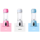 SOGA 2x 380ml Portable Mini USB Rechargeable Handheld Fruit Mixer Juicer White