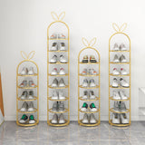 SOGA 2X 6 Tier Bunny Ears Shape Gold Plated Metal Shoe Organizer Space Saving Portable Footwear Storage Shelf