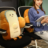 SOGA 48 cm Smiley Face Toast Bread Cushion Stuffed Car Seat Plush Cartoon Back Support Pillow Home Decor