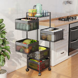 SOGA 5 Tier Steel Square Rotating Kitchen Cart Multi-Functional Shelves Portable Storage Organizer with Wheels