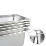 SOGA 4X Gastronorm GN Pan Full Size 1/3 GN Pan 6.5 cm Deep Stainless Steel Tray with Lid