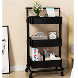 SOGA 2X 3 Tier Steel Black Movable Kitchen Cart Multi-Functional Shelves Portable Storage Organizer with Wheels