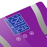 SOGA Digital Body Fat Scale Bathroom Scales Weight Gym Glass Water LCD Electronic Purple