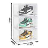 SOGA 2X 3 Tier Transparent Portable Shoe Organiser Sneaker Footwear Folding Plastic Bin Stackable Storage Box with Magnetic Door