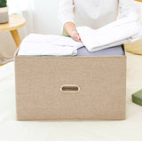 SOGA 2X Beige Large Foldable Canvas Storage Box Cube Clothes Basket Organiser Home Decorative Box