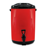 SOGA 4X 8L Stainless Steel Insulated Milk Tea Barrel Hot and Cold Beverage Dispenser Container with Faucet Red