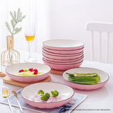 SOGA 8 pcs Set Pink Japanese Style Ceramic Dinnerware Crockery Soup Bowl Plate Server Kitchen Home Decor