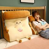 SOGA Smiley Face Toast Bread Wedge Cushion Stuffed Plush Cartoon Back Support Pillow Home Decor