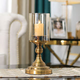 SOGA 33.5cm Gold Nordic Deluxe Candlestick Candle Holder Stand Pillar Glass /Iron