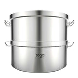 SOGA Commercial 304 Stainless Steel Steamer With 2 Tiers Top Food Grade 28*18cm