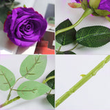 SOGA 5pcs Artificial Silk Flower Fake Rose Bouquet Table Decor Purple