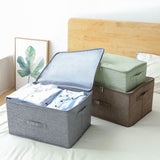 SOGA Grey Large Portable Double Zipper Storage Box Moisture Proof Clothes Basket Foldable Home Organiser