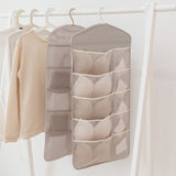 SOGA 2X Grey Double Sided Hanging Storage Bag Underwear Bra Socks Mesh Pocket Hanger Home Organiser