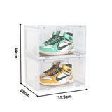 SOGA 2X 2 Tier Transparent Portable Shoe Organiser Sneaker Footwear Folding Plastic Bin Stackable Storage Box with Magnetic Door