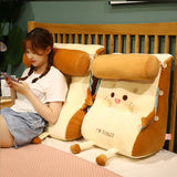 SOGA 2X Cute Face Toast Bread Wedge Cushion Stuffed Plush Cartoon Back Support Pillow Home Decor