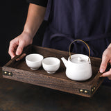 SOGA 2X Medium Walnut Rectangle Wooden Tray Breakfast Dinner Serving Board Tea Set Holder Kitchen Home Decor