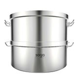 SOGA Commercial 304 Stainless Steel Steamer With 2 Tiers Top Food Grade 40*26cm