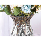 SOGA 85cm Clear Glass Tall Floor Vase with 12pcs Artificial Fake Flower Set