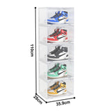 SOGA 2X 5 Tier Transparent Portable Shoe Organiser Sneaker Footwear Folding Plastic Bin Stackable Storage Box with Magnetic Door