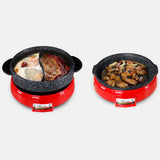 2 in 1 Electric Steamboat Hotpot Teppanyaki Asian Soup Fondue With Division