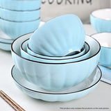 SOGA Blue Japanese Style Ceramic Dinnerware Crockery Soup Bowl Plate Server Kitchen Home Decor Set of 8