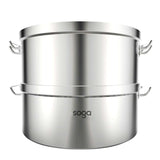 SOGA 2X Commercial 304 Stainless Steel Steamer With 2 Tiers Top Food Grade 32*22cm