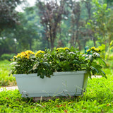 SOGA 49.5cm Blue Rectangular Planter Vegetable Herb Flower Outdoor Plastic Box with Holder Balcony Garden Decor Set of 2