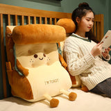 SOGA Smiley Face Toast Bread Wedge Cushion Stuffed Plush Cartoon Back Support Pillow Home Decor